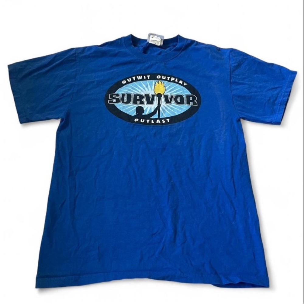 Vintage Blue Survivor Television Show Logo T-Shirt Men’s Size Medium Tee